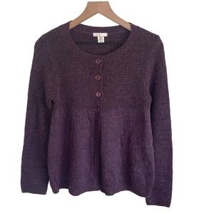 Lux Womens Cardigan Sweater Purple Half Front Button Women’s Size Large